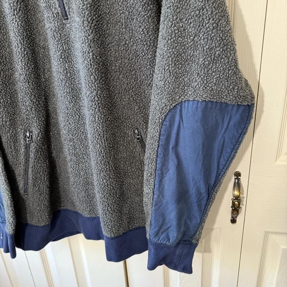 J.Crew Sportsmen Deep Pile Sherpa Fleece 1/4 Zip Pullover Sweatshirt Men Size XL